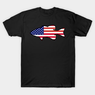 Bass Fishing - American Flag T-Shirt